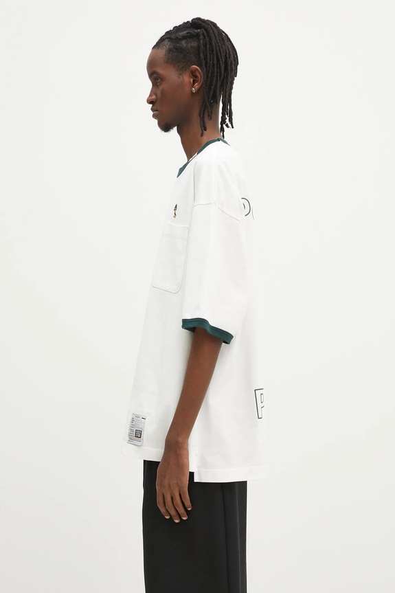 Хлопковая футболка Maison MIHARA YASUHIRO Leon Embroidery Tee J14TS771 белый SS25