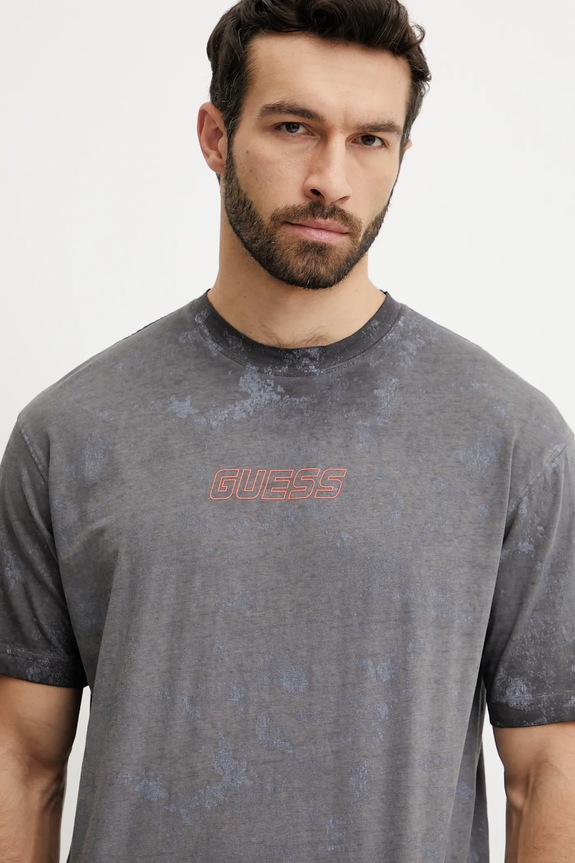 Βαμβακερό μπλουζάκι Guess MUSCARI γκρί Z5GI01.I3Z14