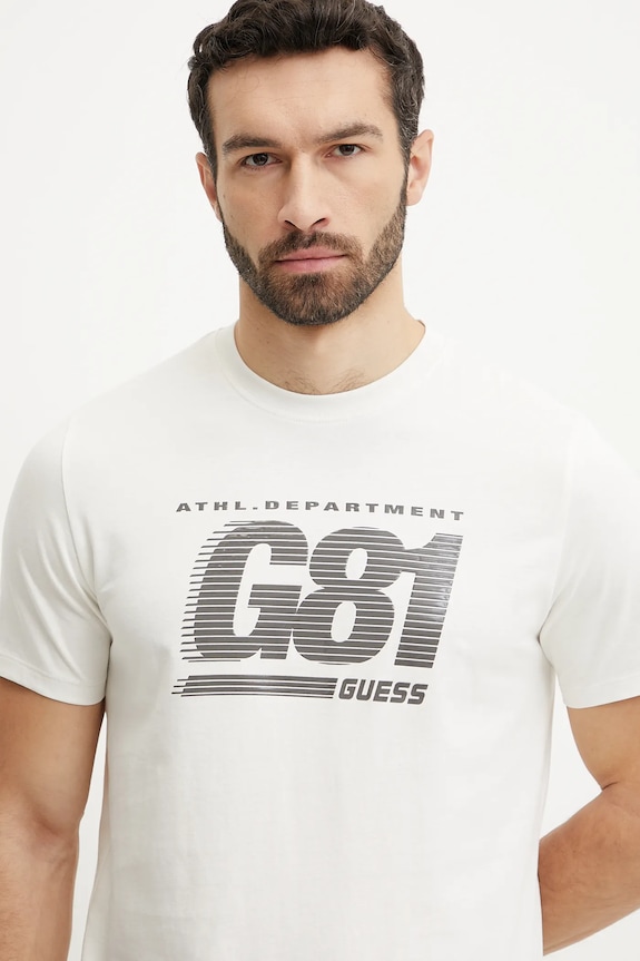 Хлопковая футболка Guess CORMS бежевый Z5GI06.I3Z14
