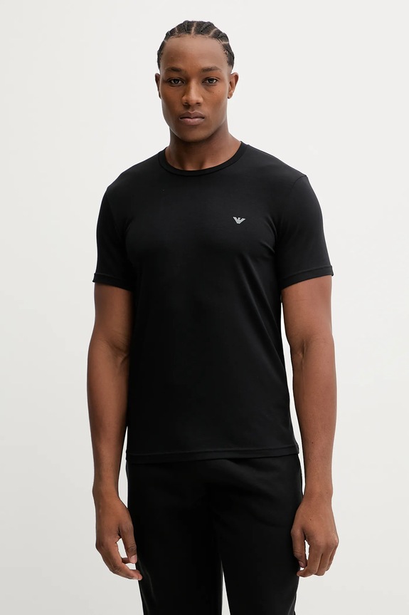 Μπλουζάκι lounge Emporio Armani Underwear 2-pack με ελαστάν μαύρο EM000391.AF10776