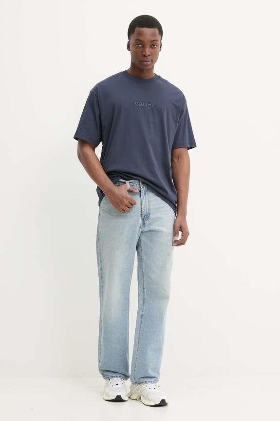 Βαμβακερό μπλουζάκι Vans VN000HPZJDU1 σκούρο μπλε SS25