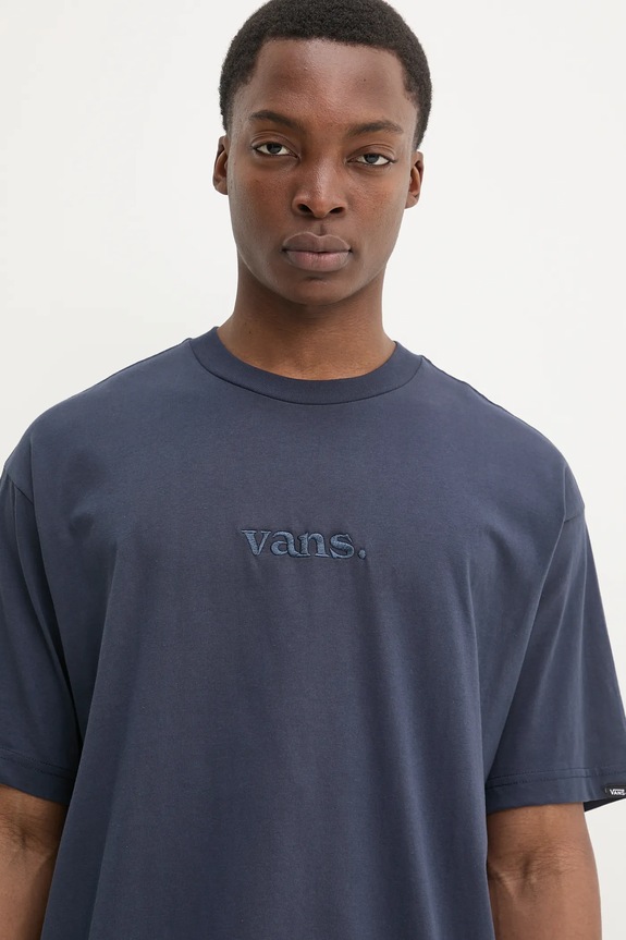 Βαμβακερό μπλουζάκι Vans σκούρο μπλε VN000HPZJDU1