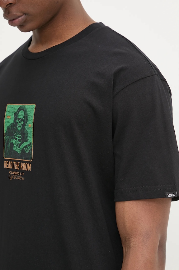 Βαμβακερό μπλουζάκι Vans VN000M3VBLK1 μαύρο