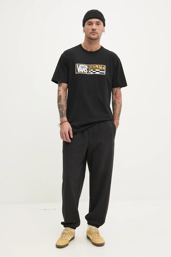 Βαμβακερό μπλουζάκι Vans VN000NHMBLK1 μαύρο SS25