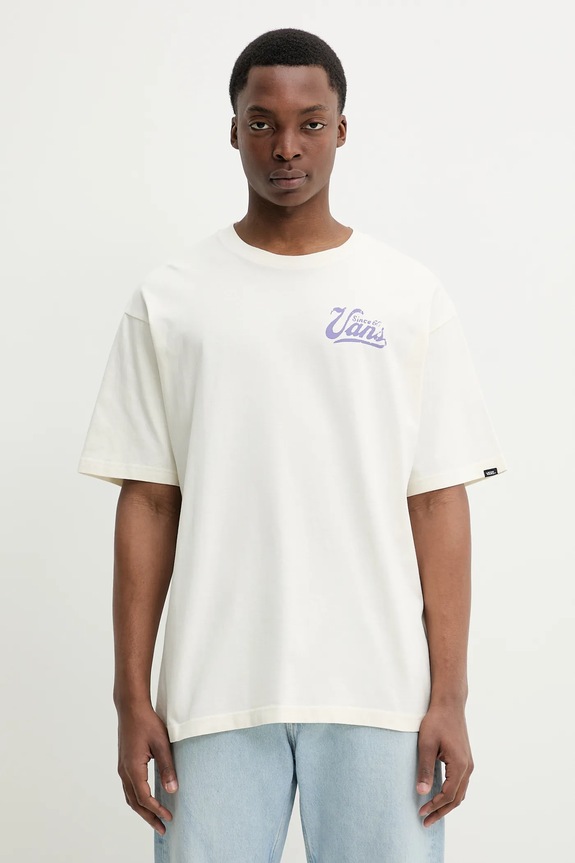 Bombažna kratka majica Vans Okrogel bež VN000NTWFS81