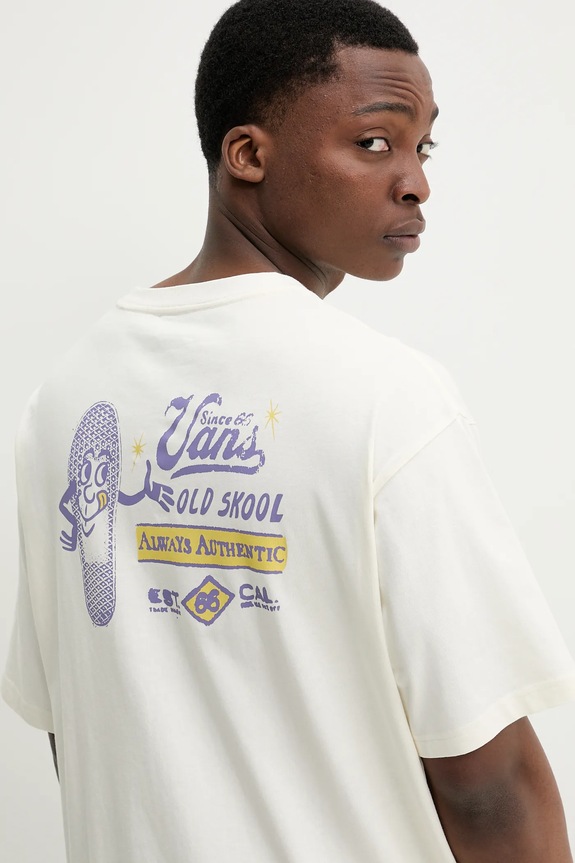 Bombažna kratka majica Vans VN000NTWFS81 bež