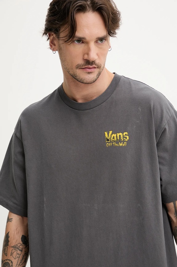 Βαμβακερό μπλουζάκι Vans γκρί VN000NWN1O71
