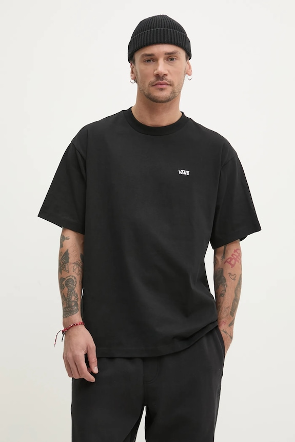 Bavlnené tričko Vans relaxed čierna VN000P1PBLK1