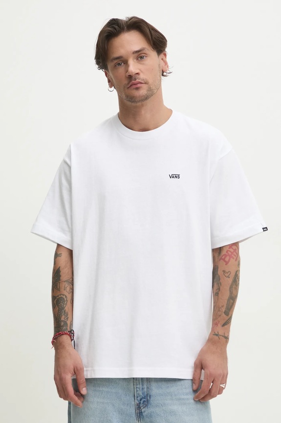 Βαμβακερό μπλουζάκι Vans βαμβάκι λευκό VN000P1PWHT1
