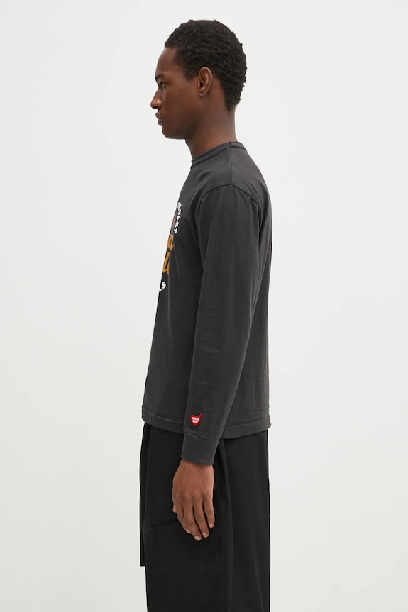 Human Made longsleeve din bumbac Graphic L/S T-Shirt HM29CS019 negru SS25
