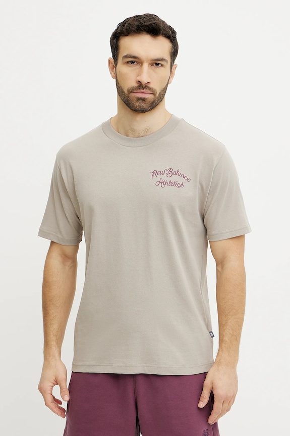New Balance t-shirt pozostałe beżowy MT43556ADS