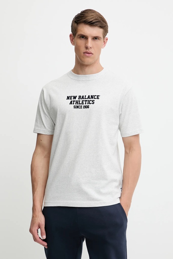 New Balance t-shirt bawełniany regular szary MT51526AHH