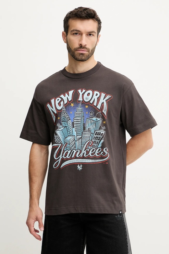 Бавовняна футболка 47 brand MLB New York Yankees бавовна коричневий BB017TMKBRU643616C9