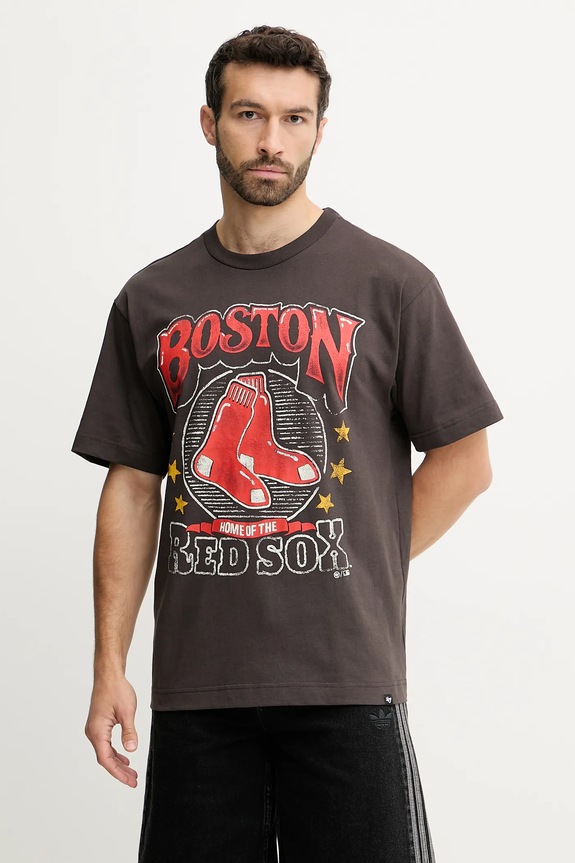 Бавовняна футболка 47 brand MLB Boston Red Sox бавовна сірий BB002TMKBRU643625C9