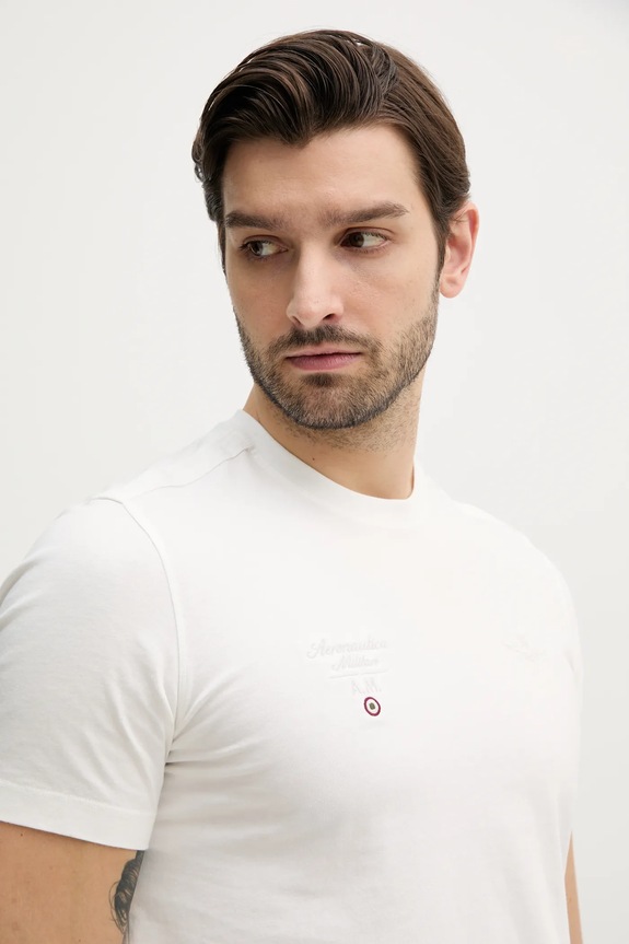 Βαμβακερό μπλουζάκι Aeronautica Militare μπεζ TS2392J677