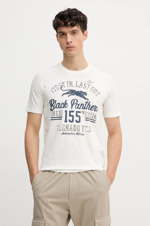 Bavlněné tričko Aeronautica Militare potisk bílá TS2413J686