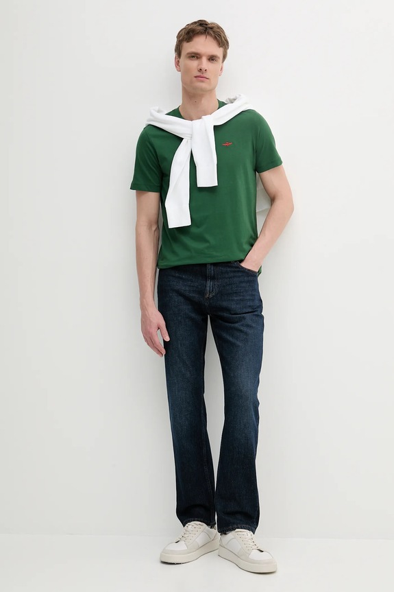 Βαμβακερό μπλουζάκι Aeronautica Militare TS2429J634 πράσινο SS25