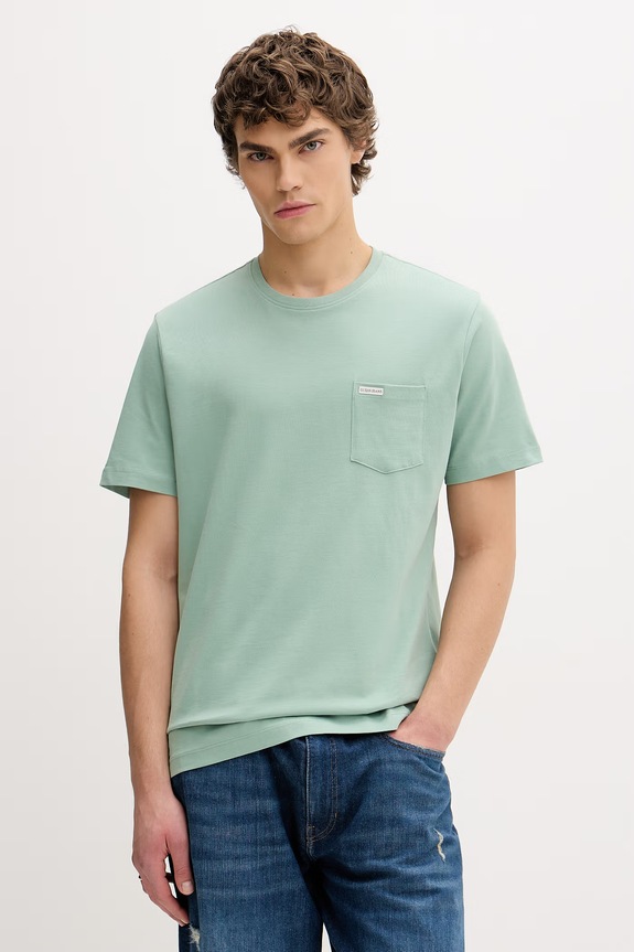 Bavlnené tričko Guess Jeans jednofarebný zelená M5RI74.K8FQ4
