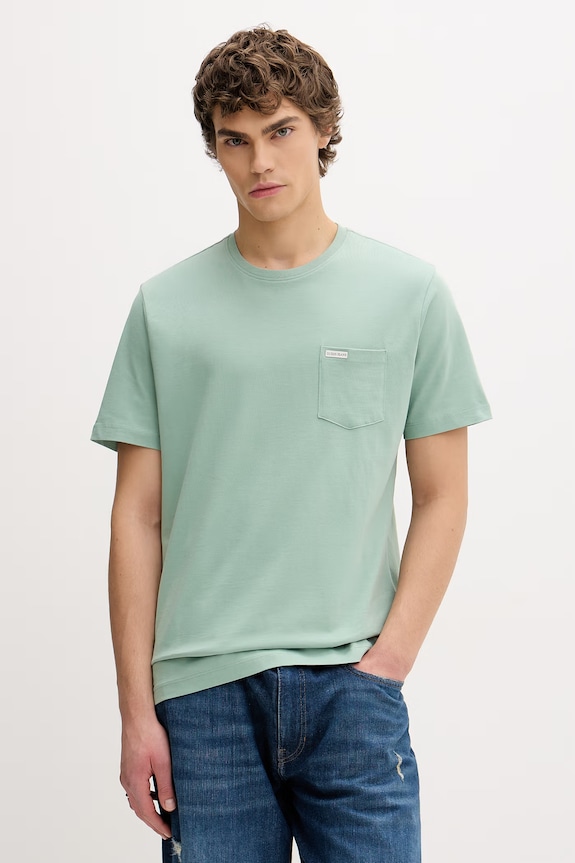 Bavlnené tričko Guess Jeans jednofarebný zelená M5RI74.K8FQ4