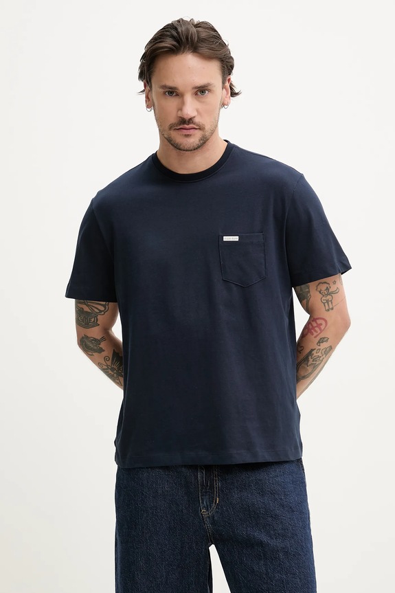 Памучна тениска Guess Jeans тъмносин M5RI74.K8FQ4