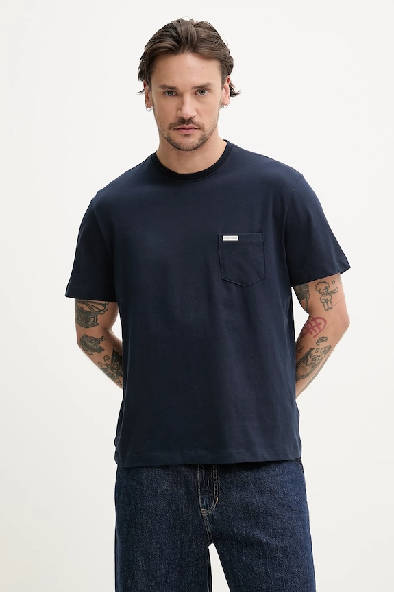 Памучна тениска Guess Jeans тъмносин M5RI74.K8FQ4