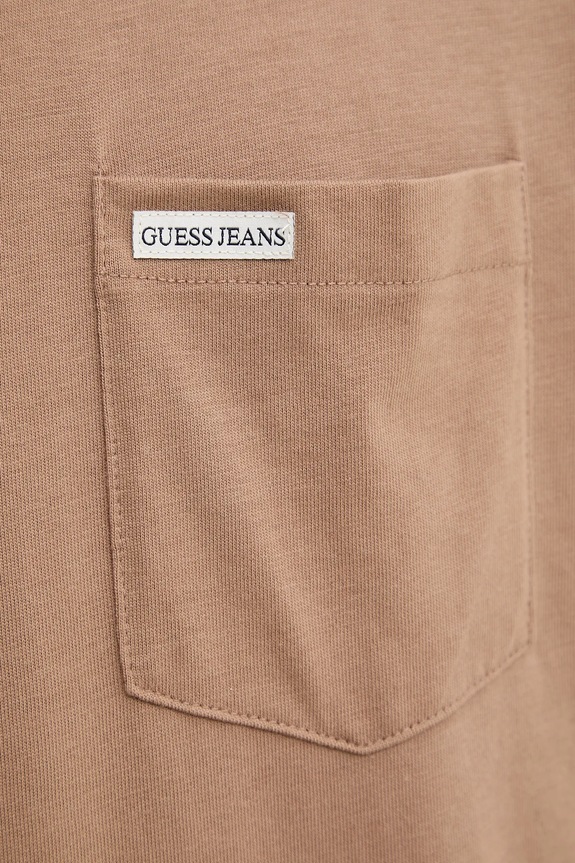 Βαμβακερό μπλουζάκι Guess Jeans M5RI74.K8FQ4 καφέ