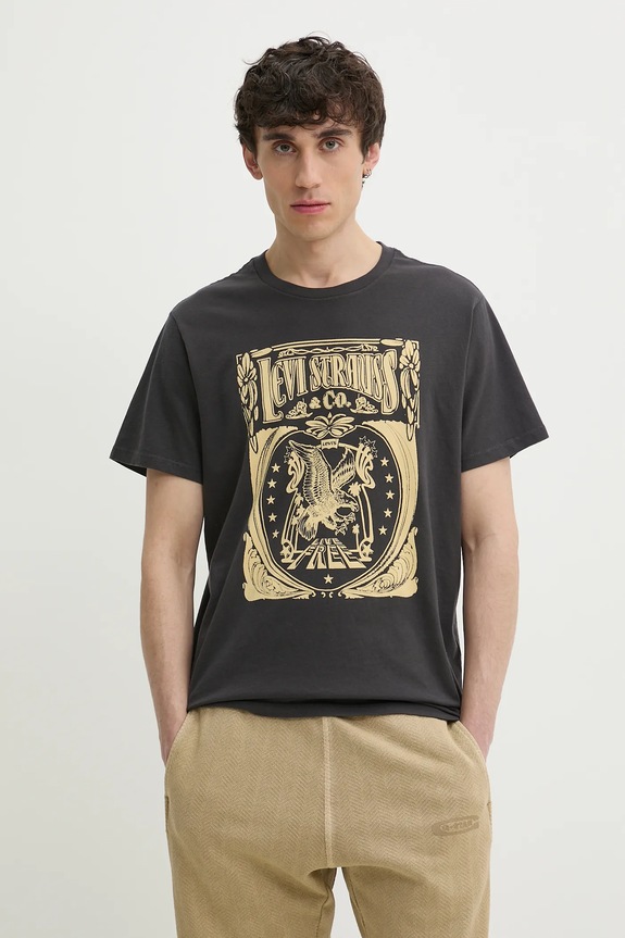 Βαμβακερό μπλουζάκι Levi's GRAPHIC CREWNECK TEE βαμβάκι γκρί 22491.1854