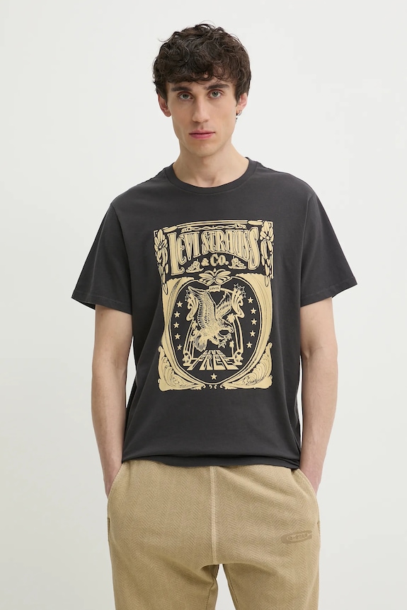 Βαμβακερό μπλουζάκι Levi's GRAPHIC CREWNECK TEE βαμβάκι γκρί 22491.1854