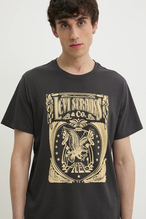 Βαμβακερό μπλουζάκι Levi's GRAPHIC CREWNECK TEE γκρί 22491.1854