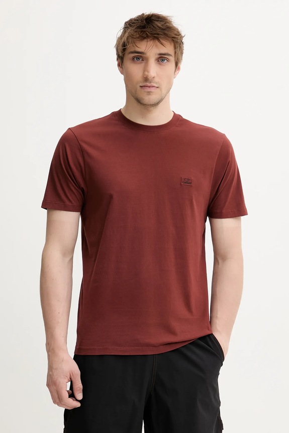 C.P. Company t-shirt bawełniany bawełna brązowy 18CMTS031A005100W