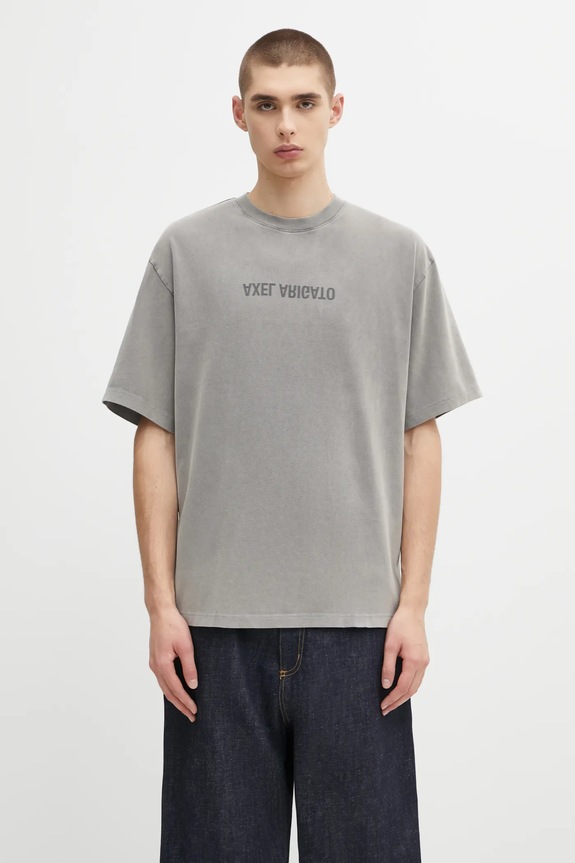Axel Arigato t-shirt bawełniany Washed T-Shirt nadruk szary A3118002