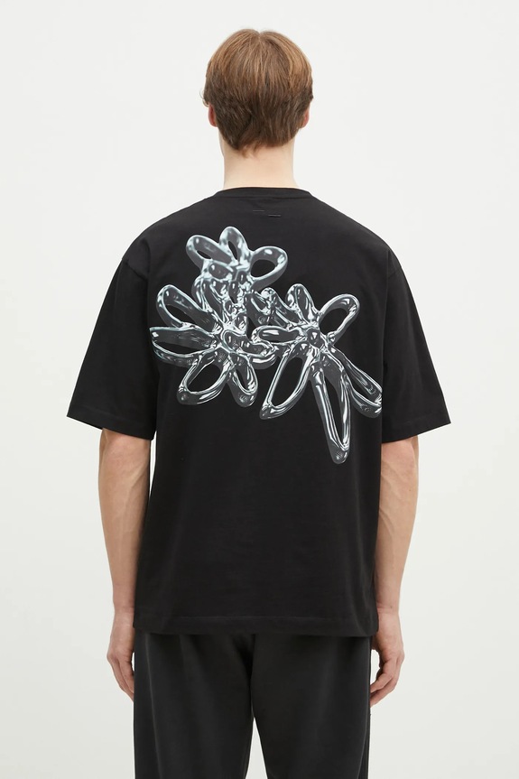 Filling Pieces tricou din bumbac Chrome Flower print negru 74499821861