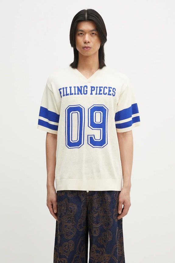 Majica kratkih rukava Filling Pieces Knit Jersey American Football relaxed bež 91099059936