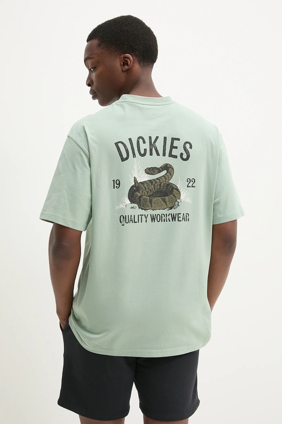 Bavlněné tričko Dickies kulatý zelená DK0A4Z99K361