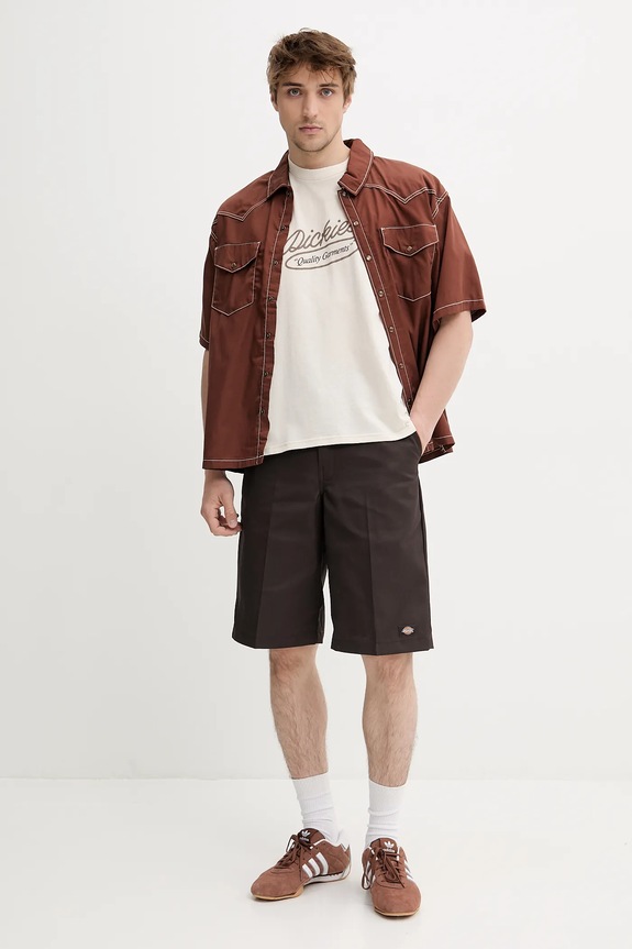 Βαμβακερό μπλουζάκι Dickies DK0A4Z8QF901 μπεζ SS25