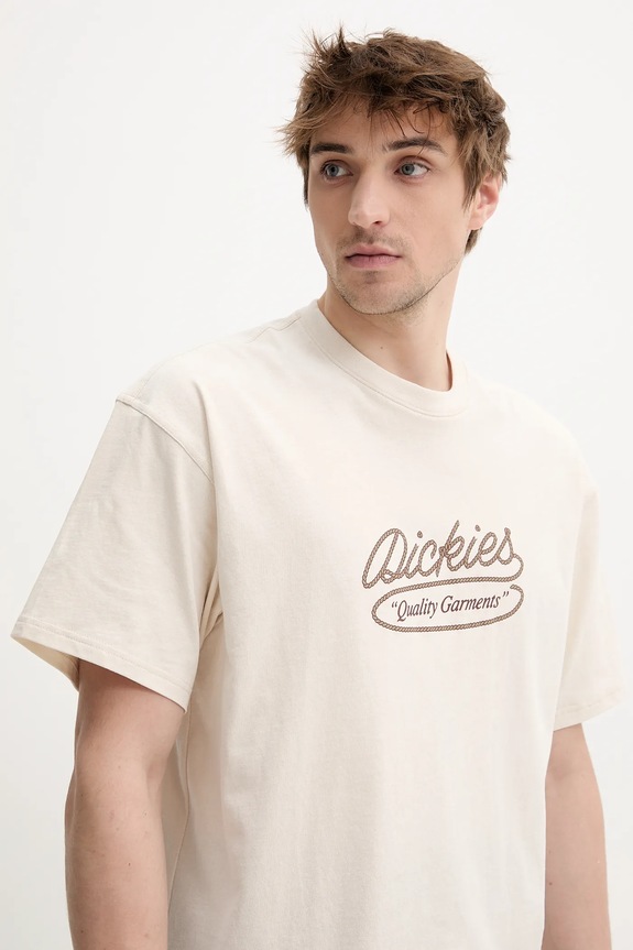 Βαμβακερό μπλουζάκι Dickies μπεζ DK0A4Z8QF901
