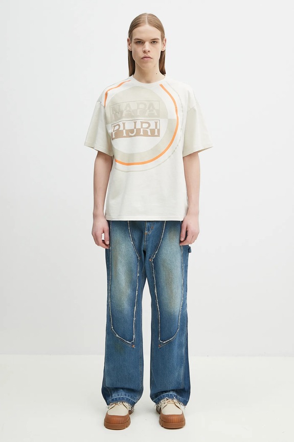 Napapijri tricou din bumbac S-Tusco NP0A4IEEN1J1 bej