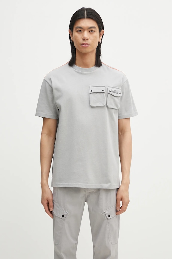 Napapijri t-shirt bawełniany S-Rivalto gładkie szary NP0A4IELH621