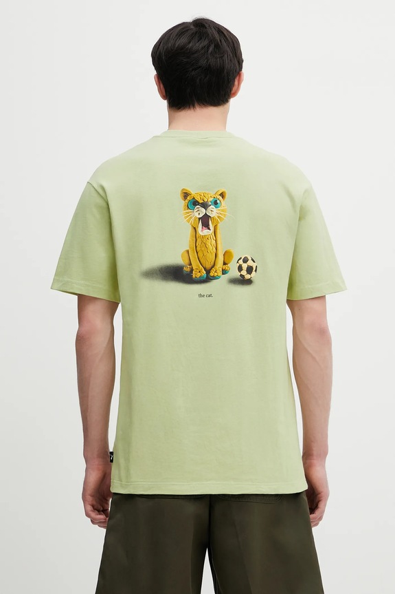 Clothing Puma GRAPHICS The Puma Cat Tee t-shirt cotton Men's 629411 green