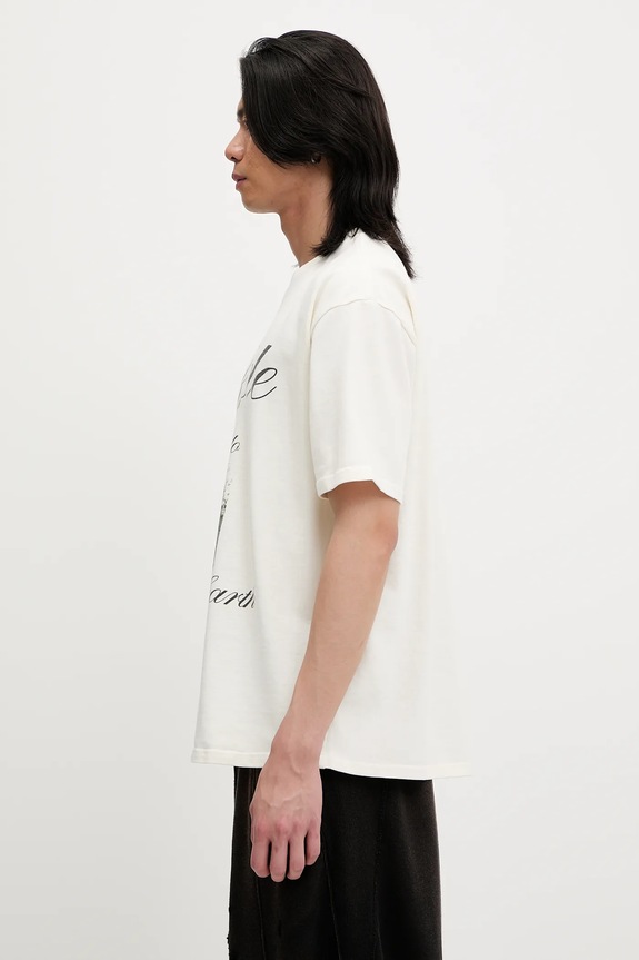 RHUDE cotton t-shirt Heaven On Earth RHSS25TT07012 beige SS25
