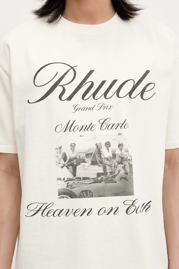 RHUDE cotton t-shirt Heaven On Earth beige RHSS25TT07012