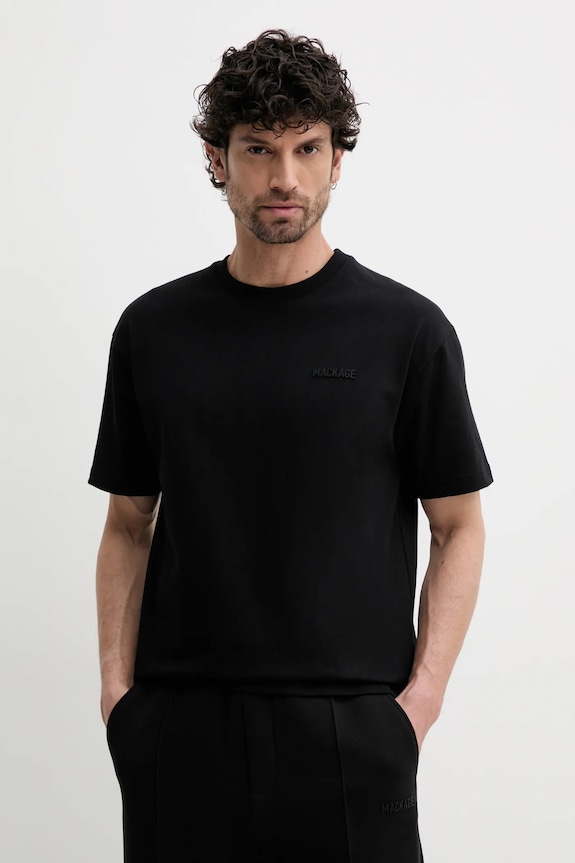 Βαμβακερό μπλουζάκι MACKAGE κανονικό μαύρο TEE.R