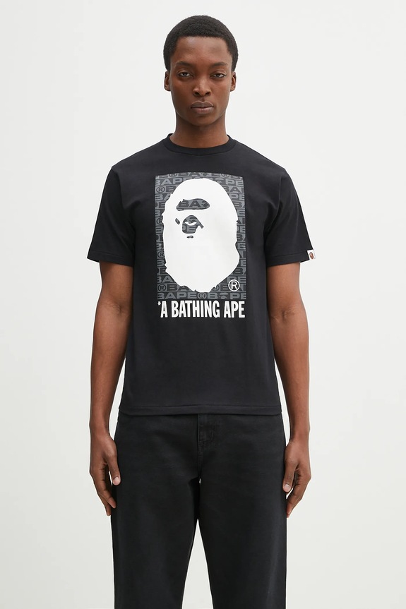 A Bathing Ape cotton t-shirt Lux Sport Pattern Box Ape Head cotton black 1K80110048
