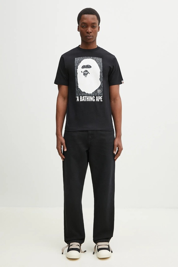 A Bathing Ape cotton t-shirt Lux Sport Pattern Box Ape Head 1K80110048 black