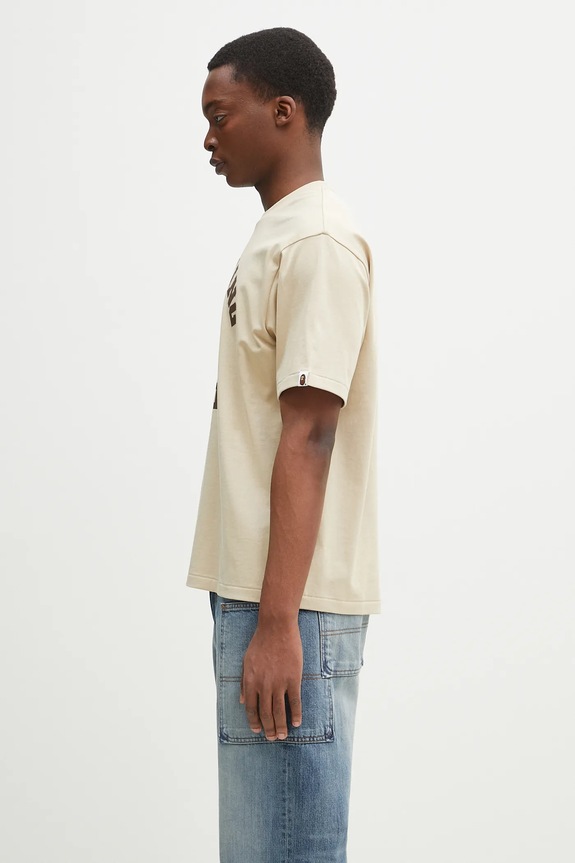 A Bathing Ape cotton t-shirt College Monogram College 1L30110322 beige SS25