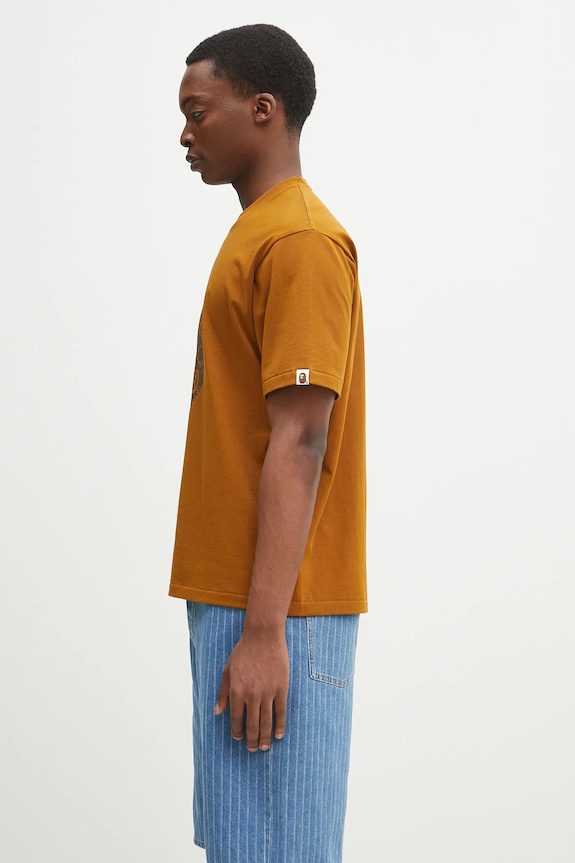 A Bathing Ape cotton t-shirt College Monogram Ape Head 1L30110334 brown SS25