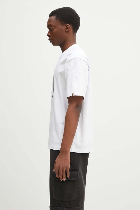 A Bathing Ape cotton t-shirt Chain Stitch Shark 1L30109343 white SS25