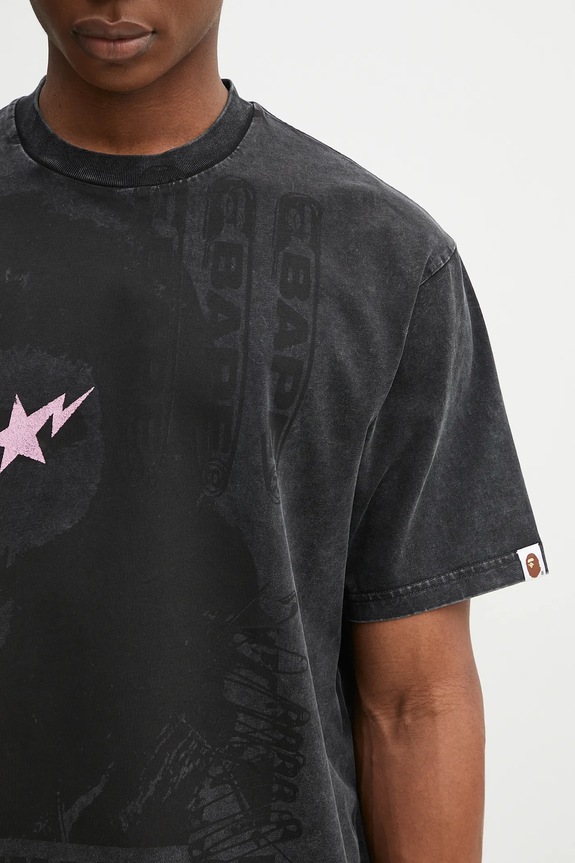 A Bathing Ape cotton t-shirt Garment Dye Multi Logo black 1L30109346