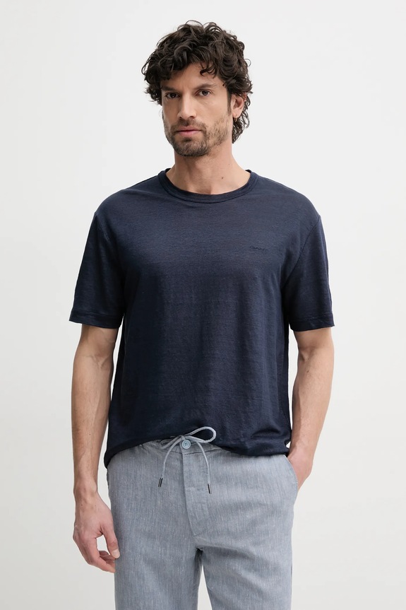 Gant maglietta in lino biancheria blu navy 2003318