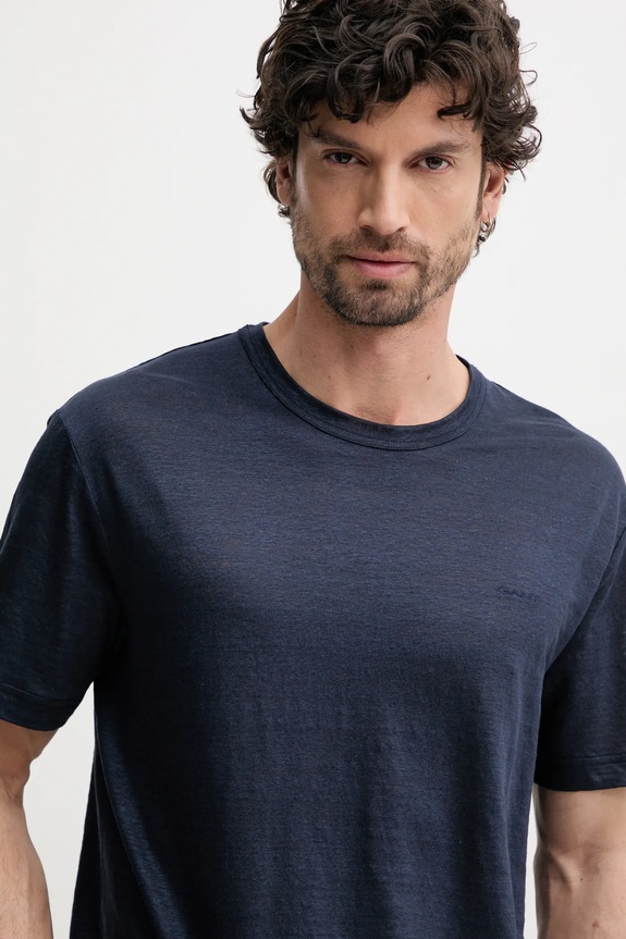 Gant maglietta in lino blu navy 2003318